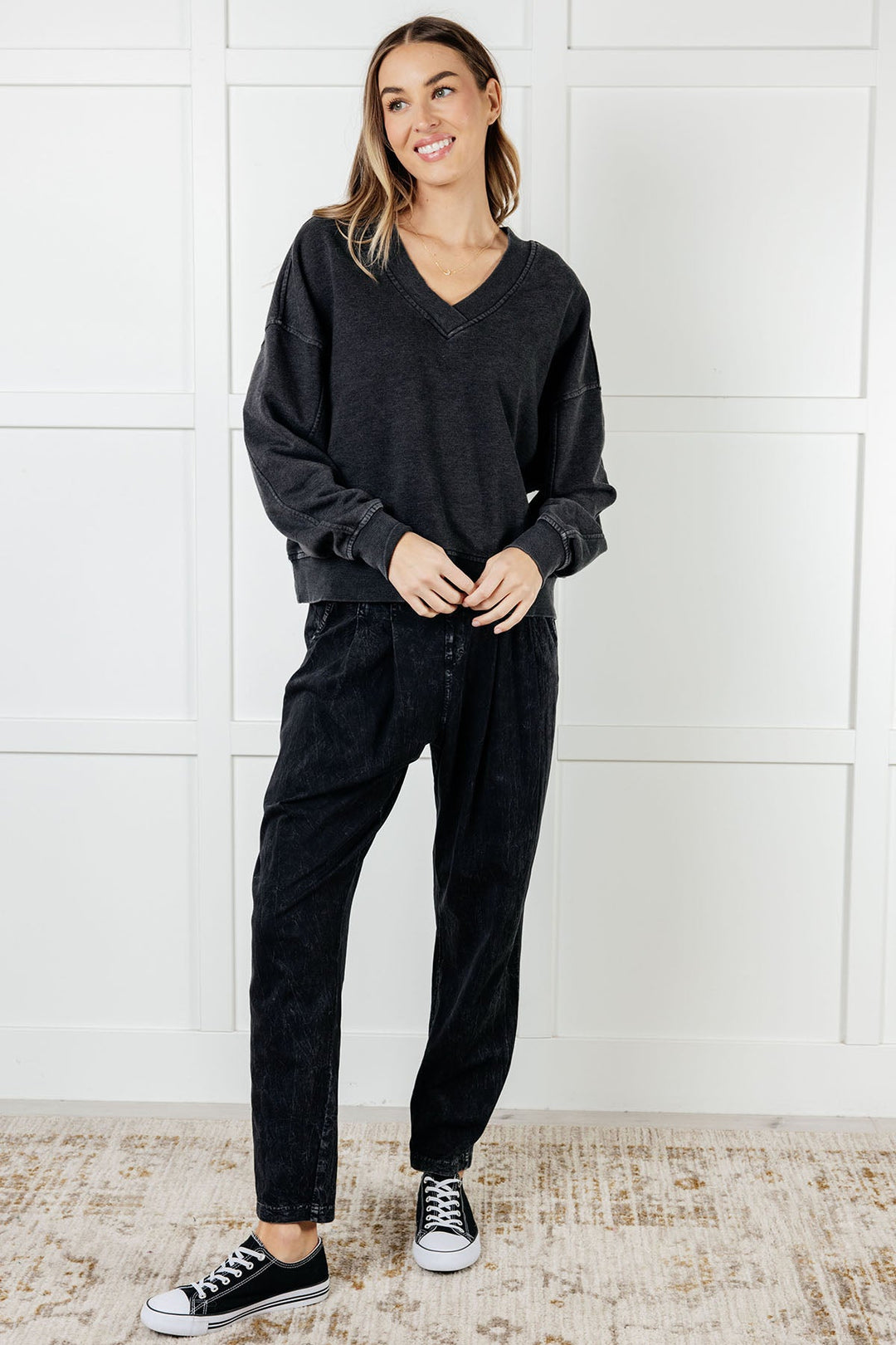 Limber Up Straight Leg Sweats in Black Athleisure