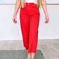 Judy Blue Red High Rise Control Top Wide Leg Crop Jeans Red Jeans