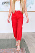 Judy Blue Red High Rise Control Top Wide Leg Crop Jeans Red Jeans