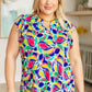 Lizzy Flutter Sleeve Top in Royal and Magenta Mod Floral Tops