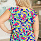 Lizzy Flutter Sleeve Top in Royal and Magenta Mod Floral Tops