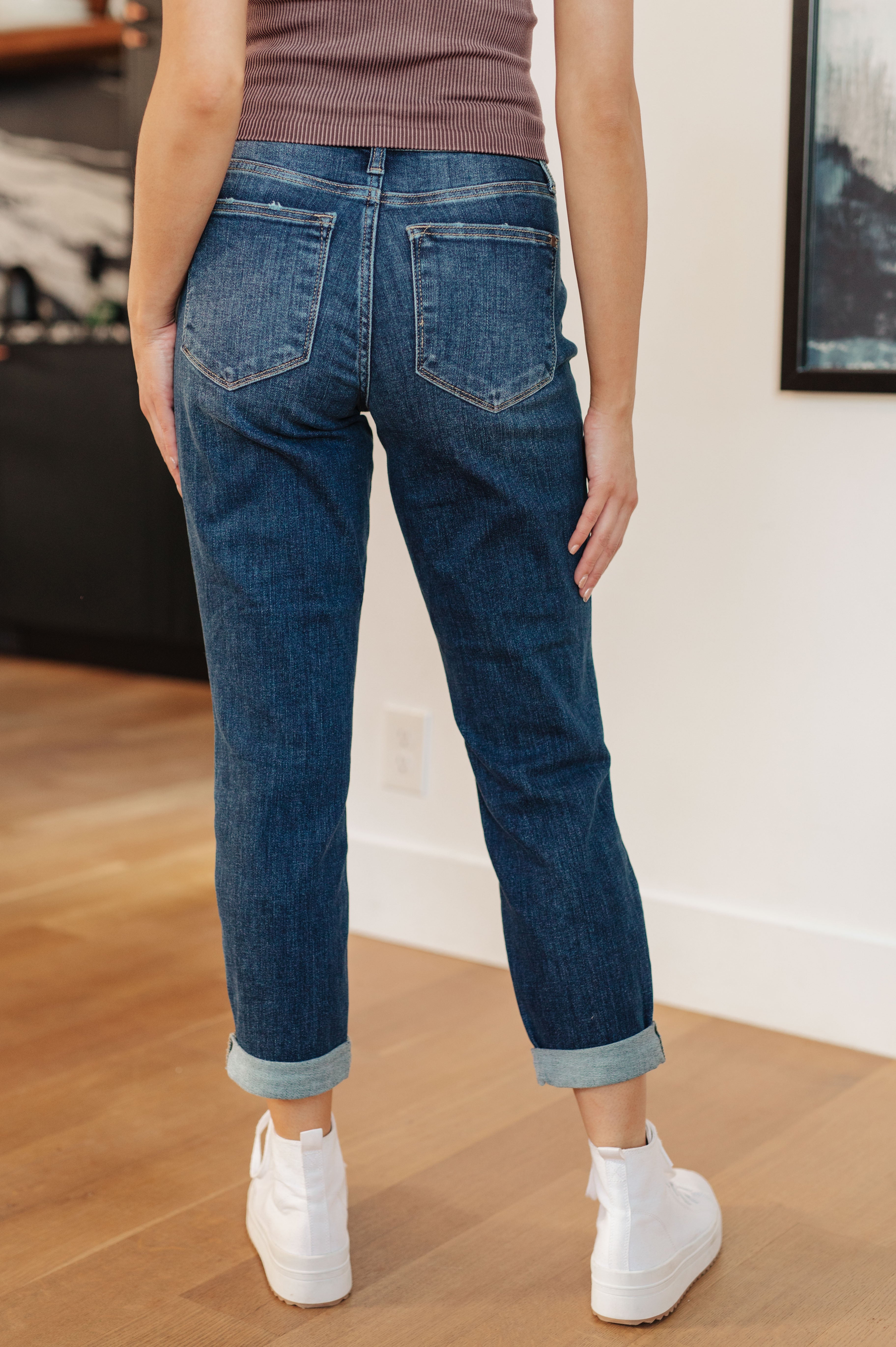 London Midrise Cuffed Boyfriend Jeans Jeans