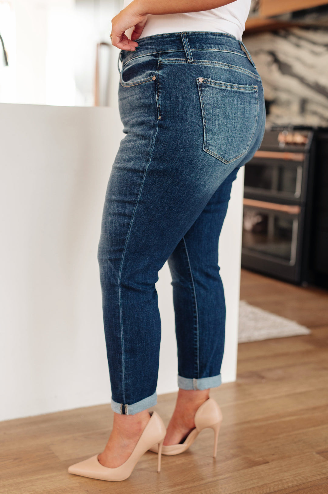 London Midrise Cuffed Boyfriend Jeans Jeans