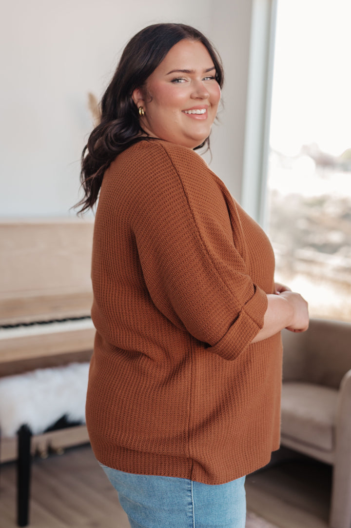 Lotta Love Knitted Sweater Top in Rust | Tops Daverri Fashions