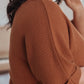 Rust brown textured plus size Lotta Love knitted cardigan with rolled sleeves
