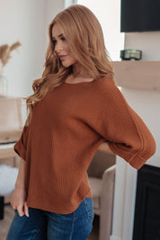 Lotta Love Knitted Sweater Top in Rust | Tops Daverri Fashions