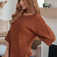 Rust Lotta Love knitted sweater top with ribbed dolman sleeves