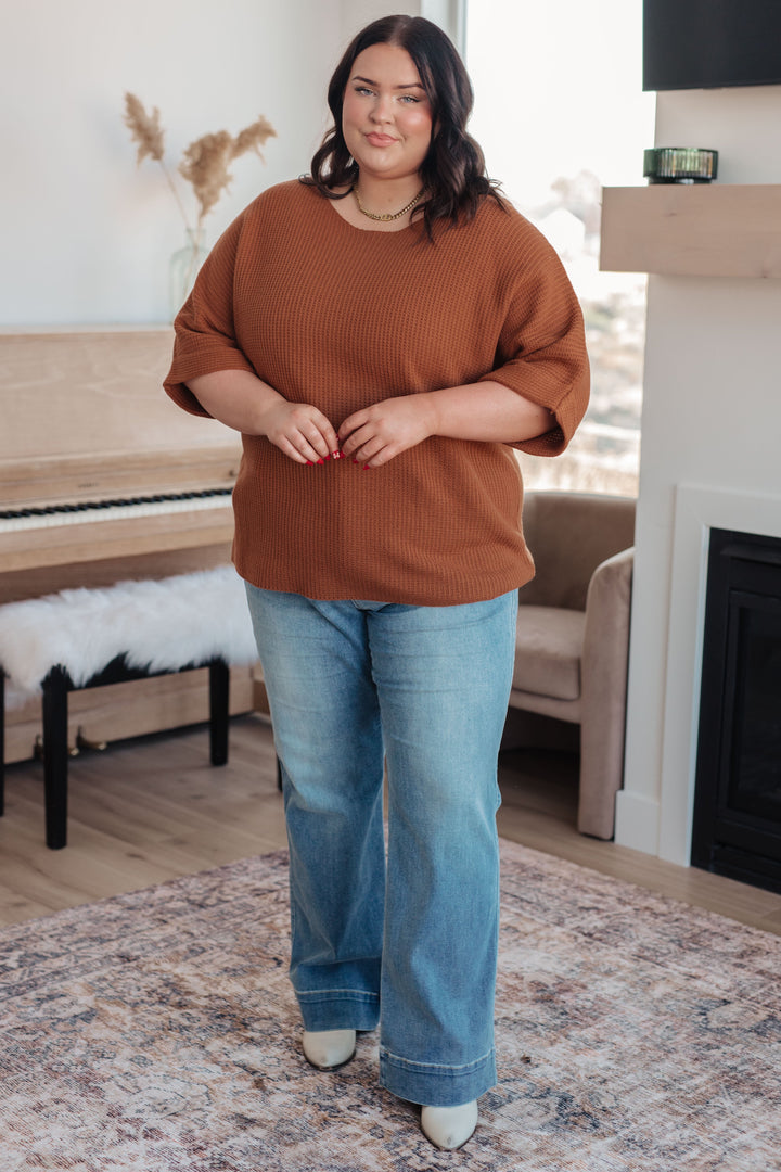 Lotta Love Knitted Sweater Top in Rust | Tops Daverri Fashions