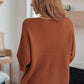Rust-colored Lotta Love waffle-knit sweater top with dolman sleeves
