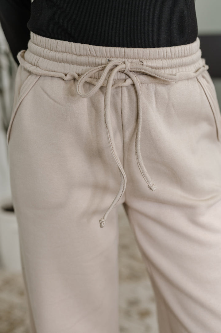 Lounge Line Wide Leg Sweats in Ash Mocha | Womens Daverri Fashions
