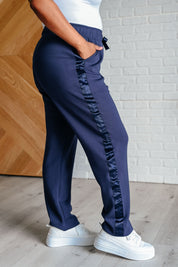 Lysa Satin Stripe Lounge Pants in Smoky Navy Athleisure