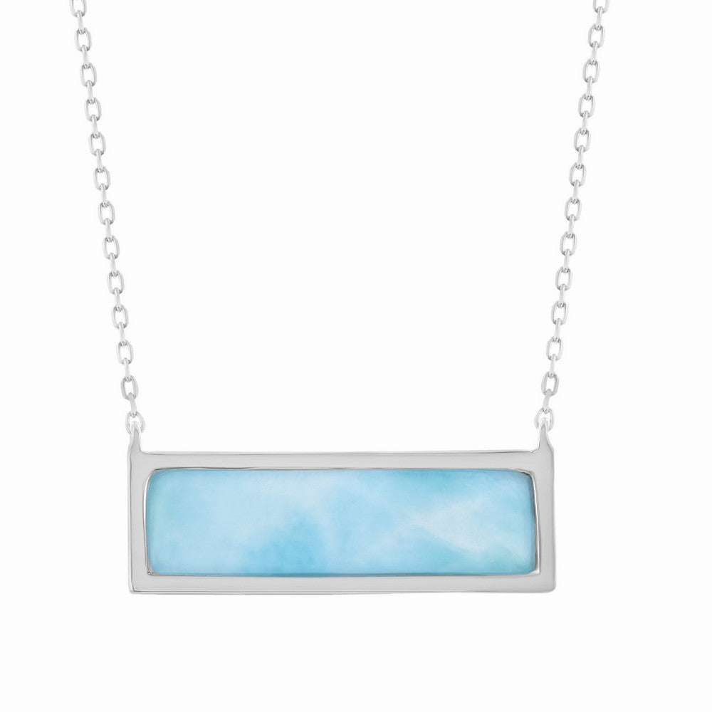 Sterling Silver, Rectangle Larimar Necklace Necklaces