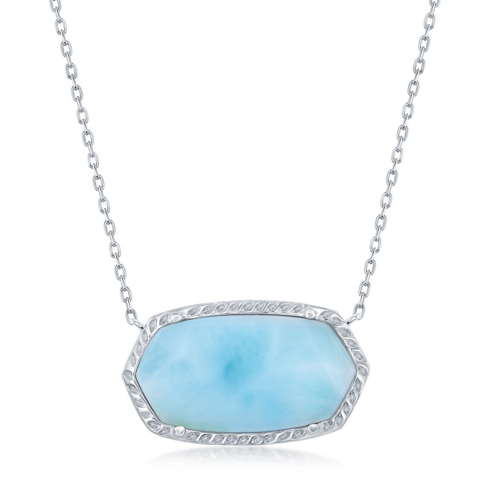 Sterling Silver, Hexagon Larimar Necklace Necklaces