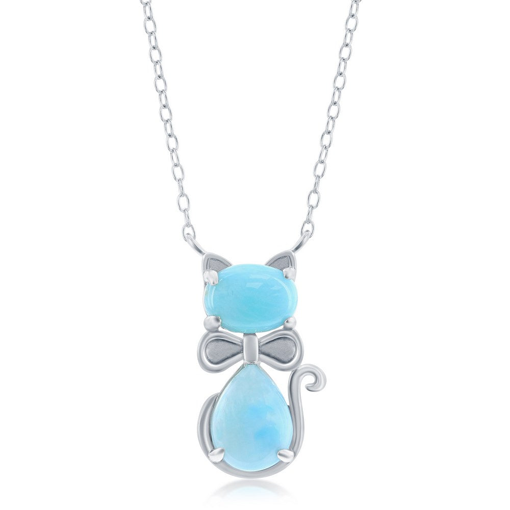 Sterling Silver Larimar Cat Necklace Necklaces