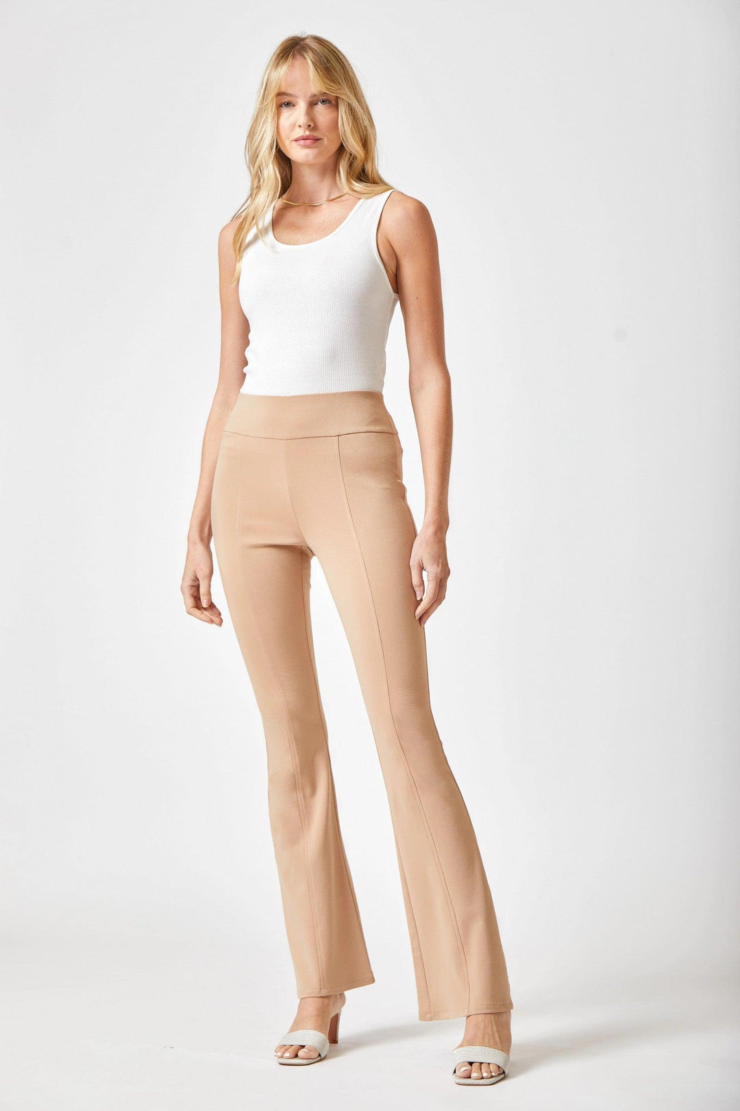 Magic Ponte Knit Flare Pants Khaki Pants