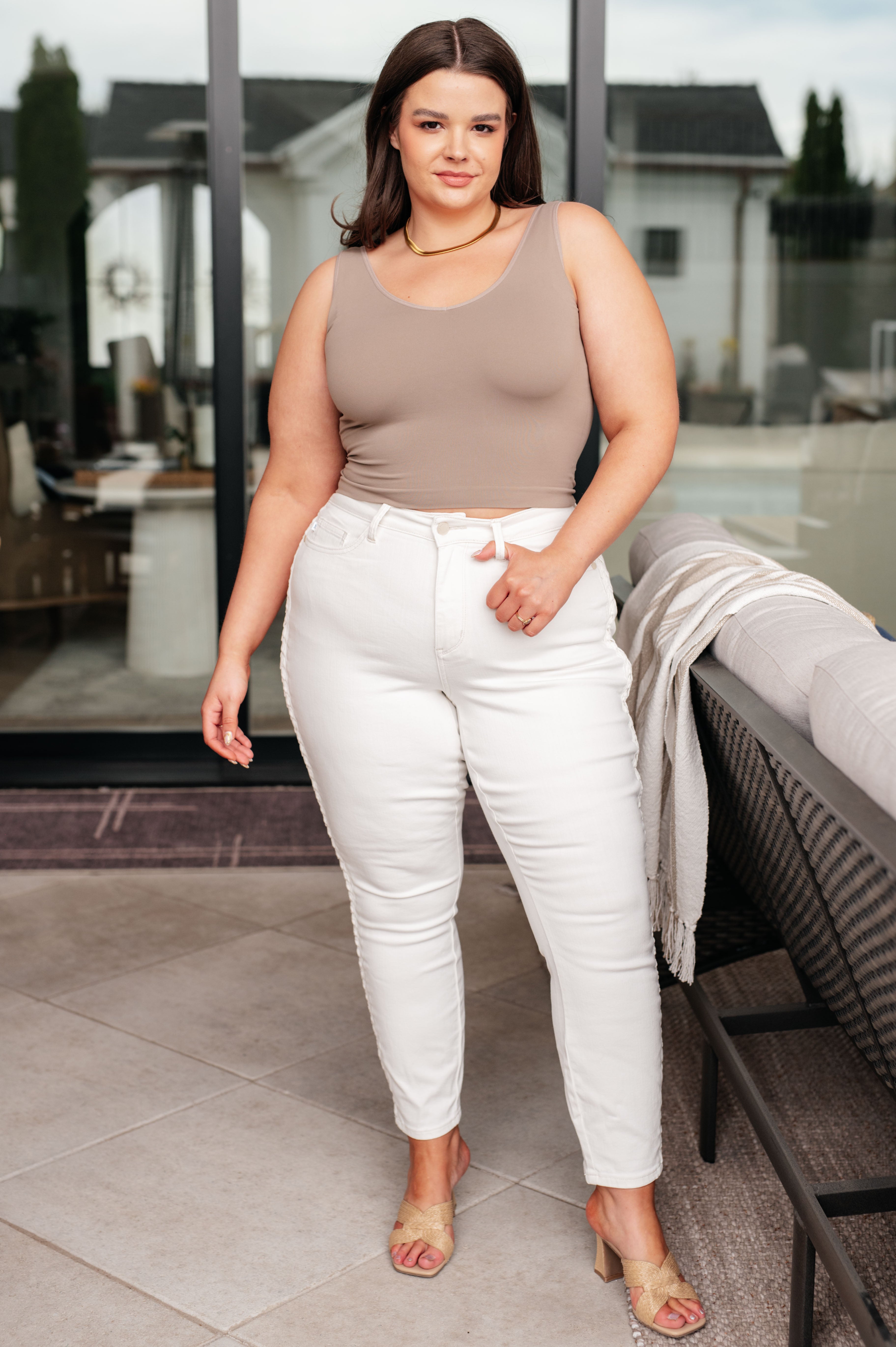 Full Size Mid Rise Braided Side Seam Relaxed Jeans | Jeans Daverri Fashions