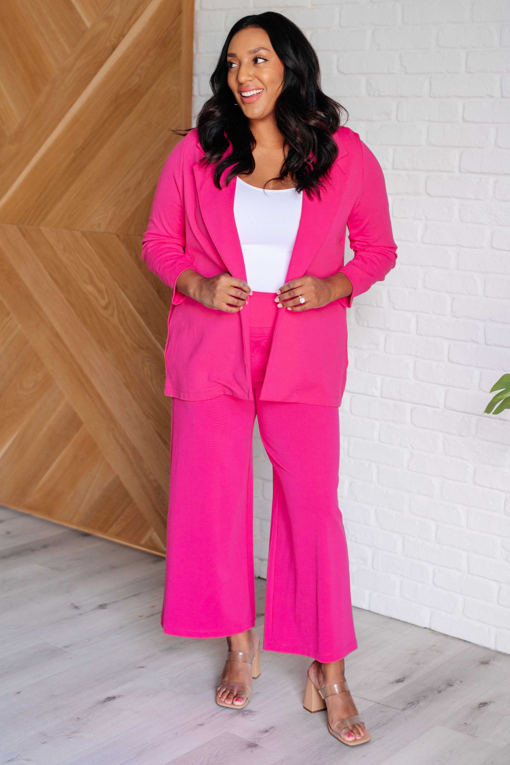 Magic Wide Leg Crop Pants in Hot Pink Pants