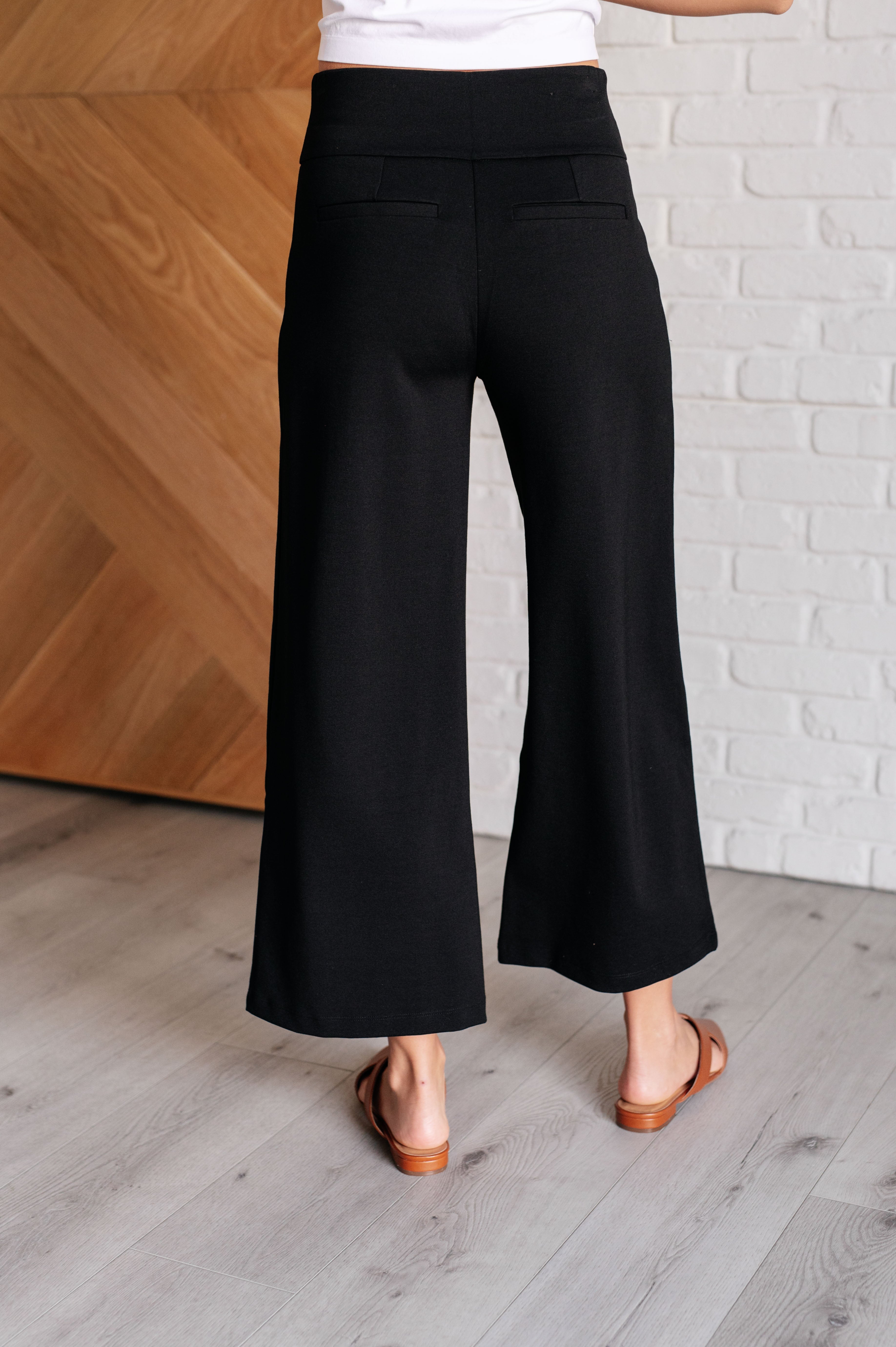 Magic Wide Leg Crop Pants in Black Bottoms