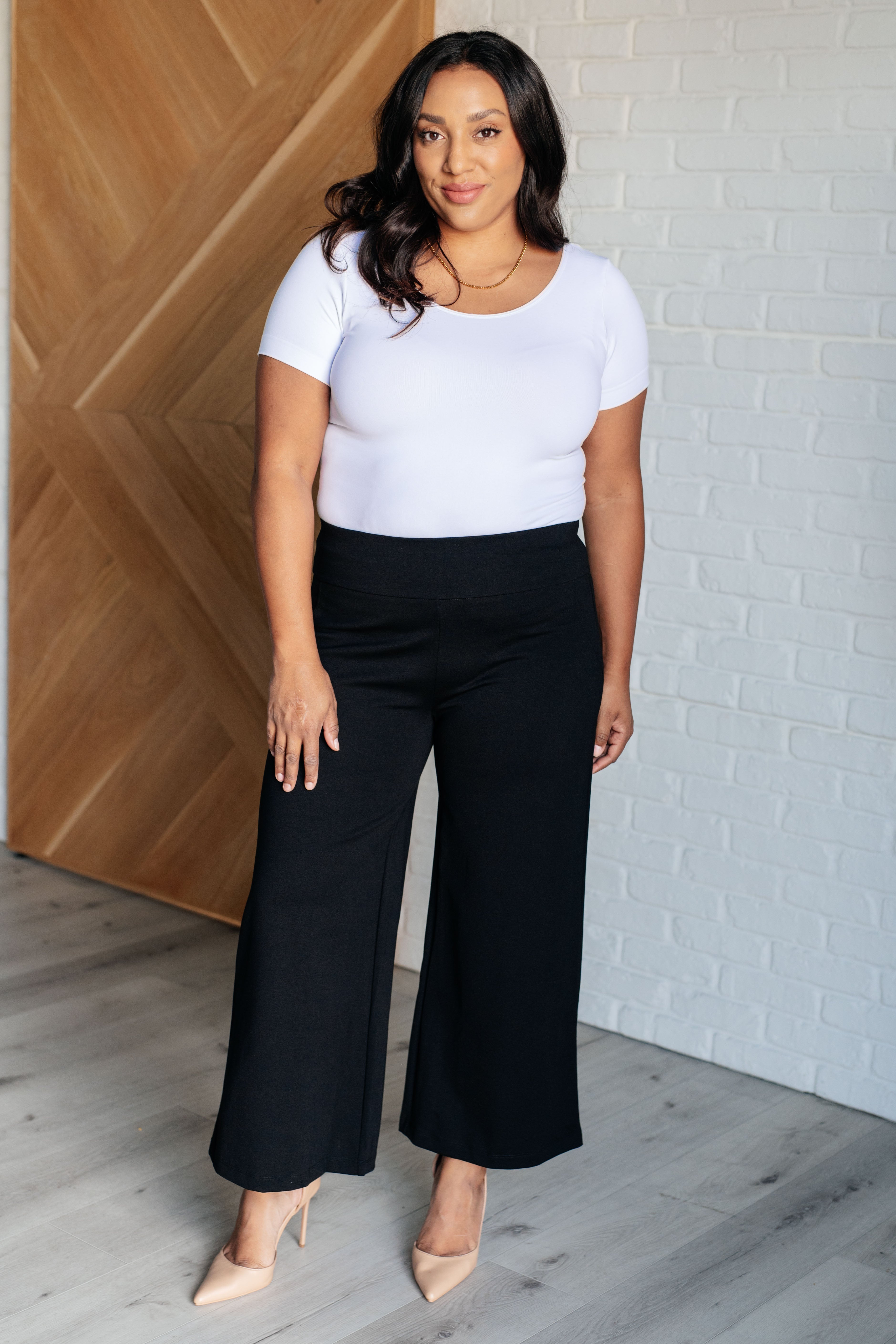 Magic Wide Leg Crop Pants in Black Bottoms