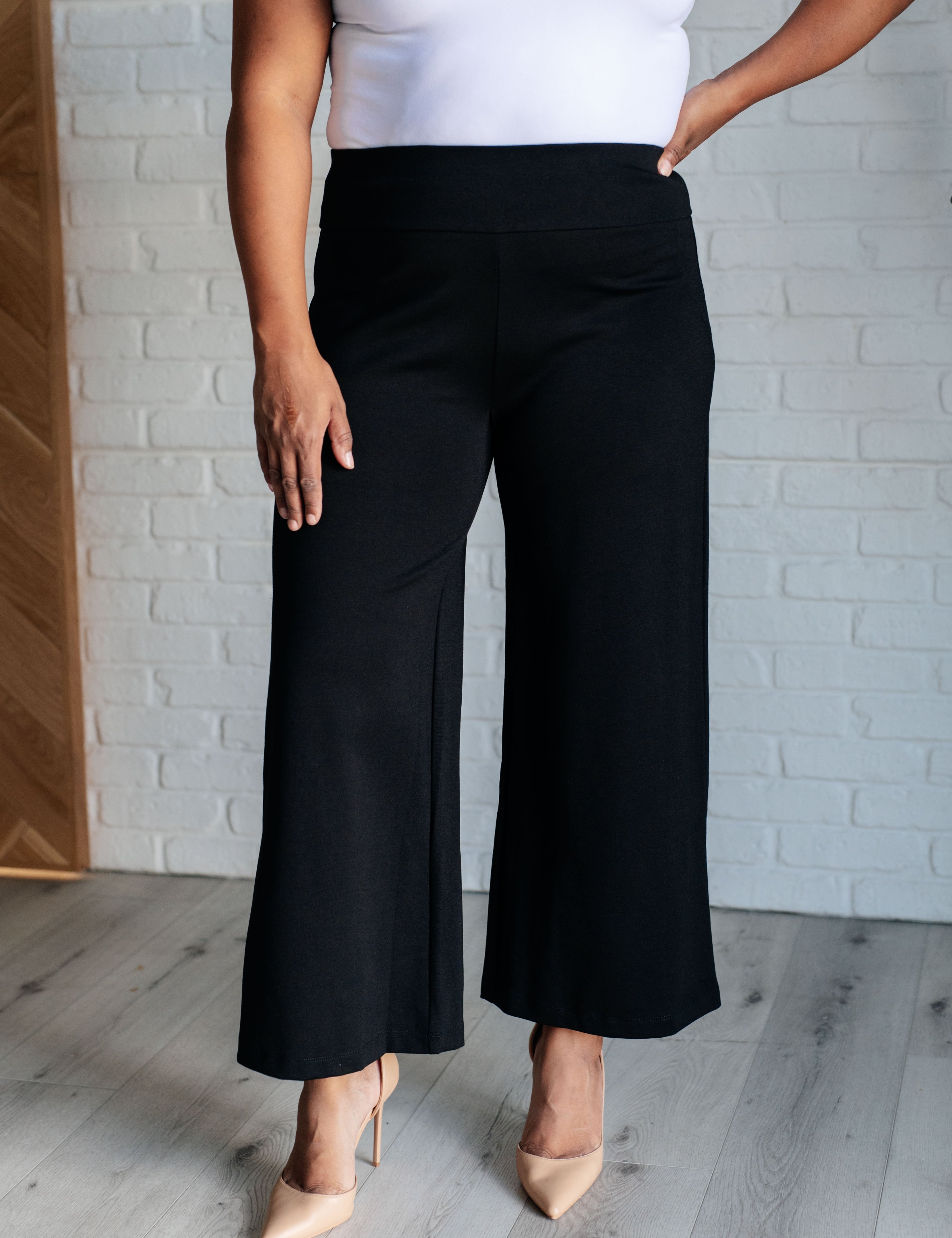 Magic Wide Leg Crop Pants in Black Bottoms