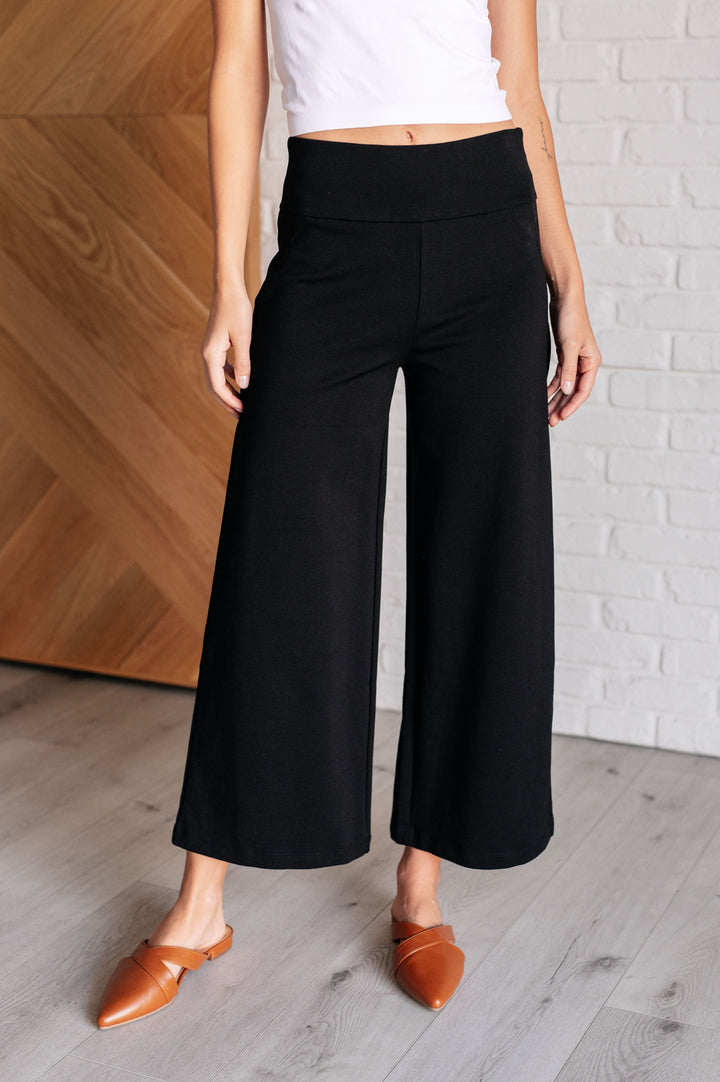 Magic Wide Leg Crop Pants in Black Bottoms