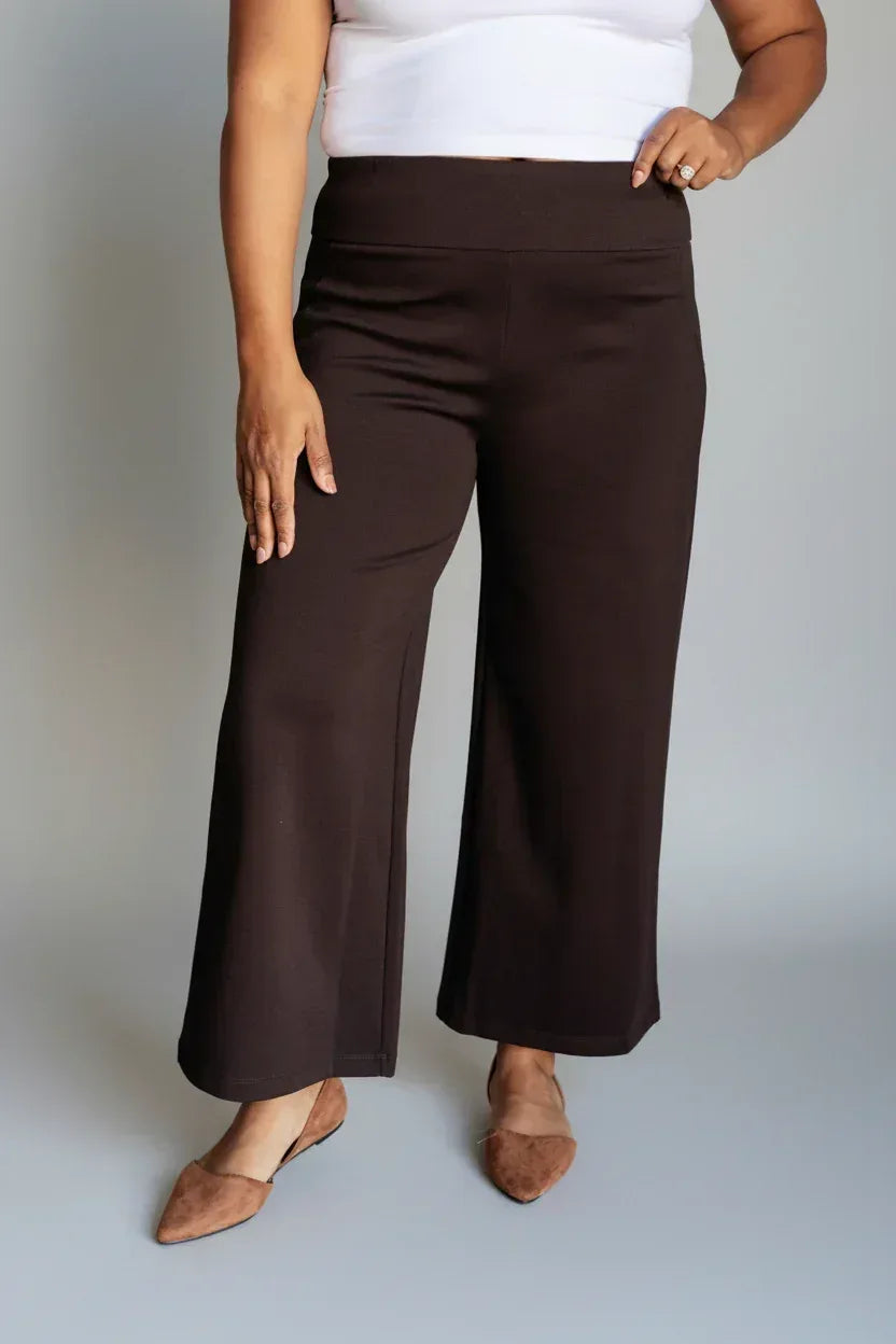 Dear Scarlett Chocolate Wide Leg Crop Pants - DAVERRI FASHIONS