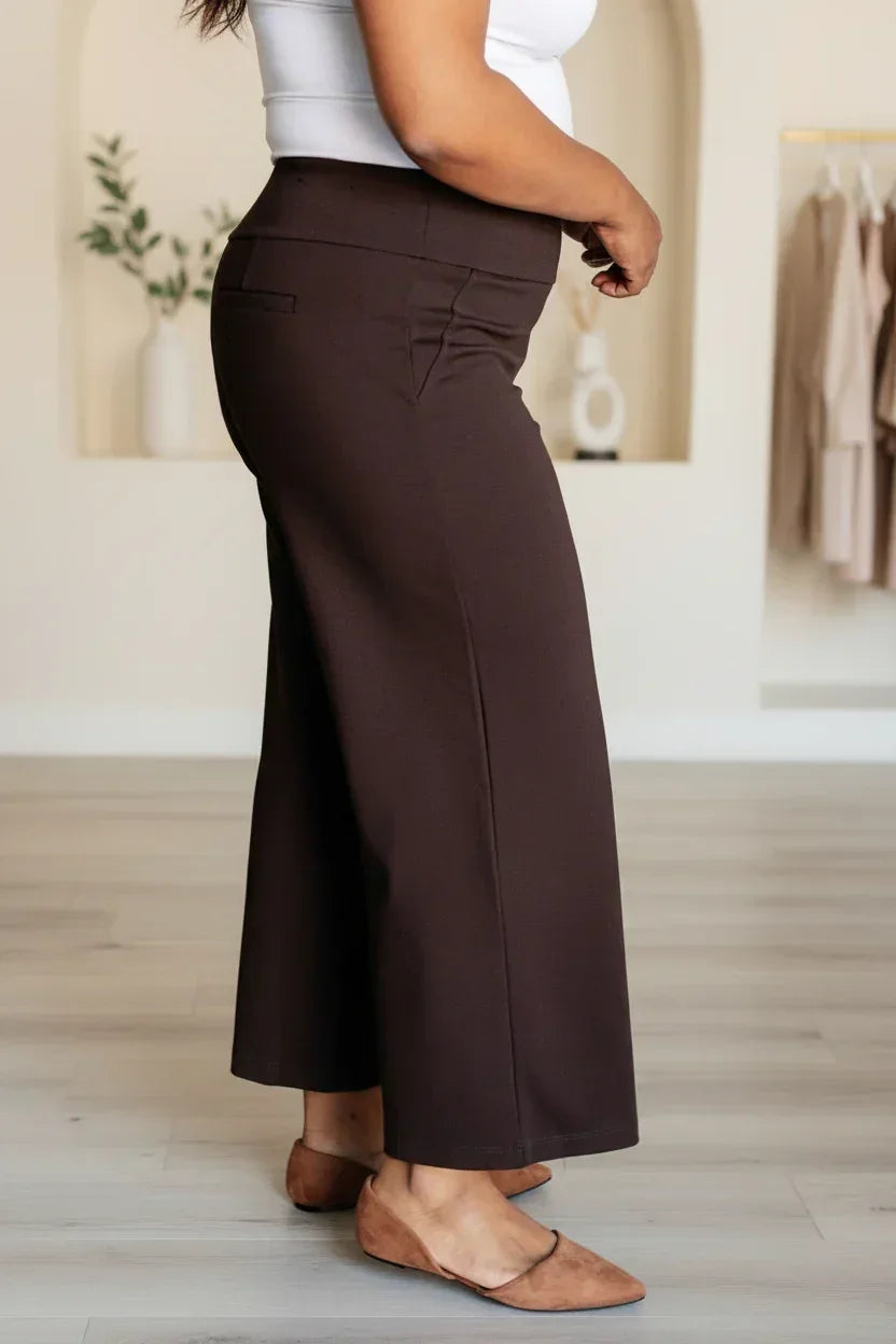 Dear Scarlett Chocolate Wide Leg Crop Pants - DAVERRI FASHIONS