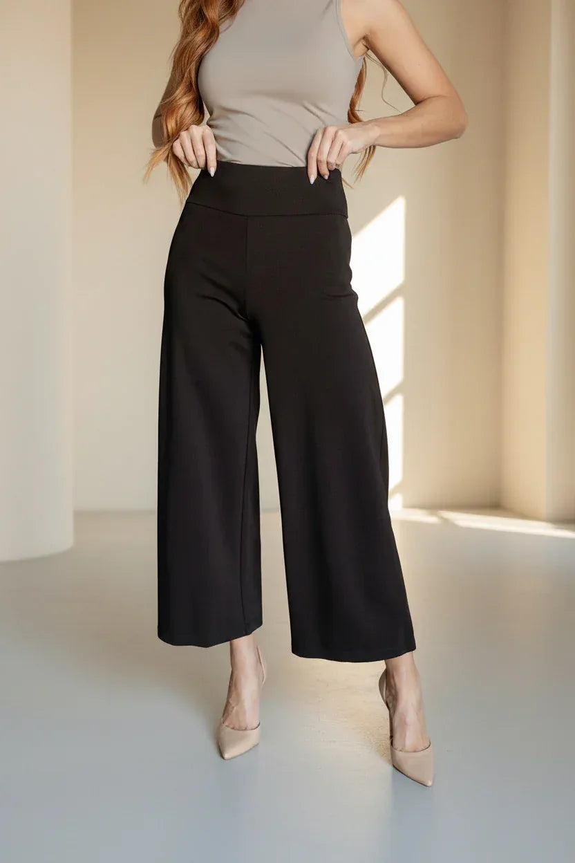 Dear Scarlett Chocolate Wide Leg Crop Pants - DAVERRI FASHIONS