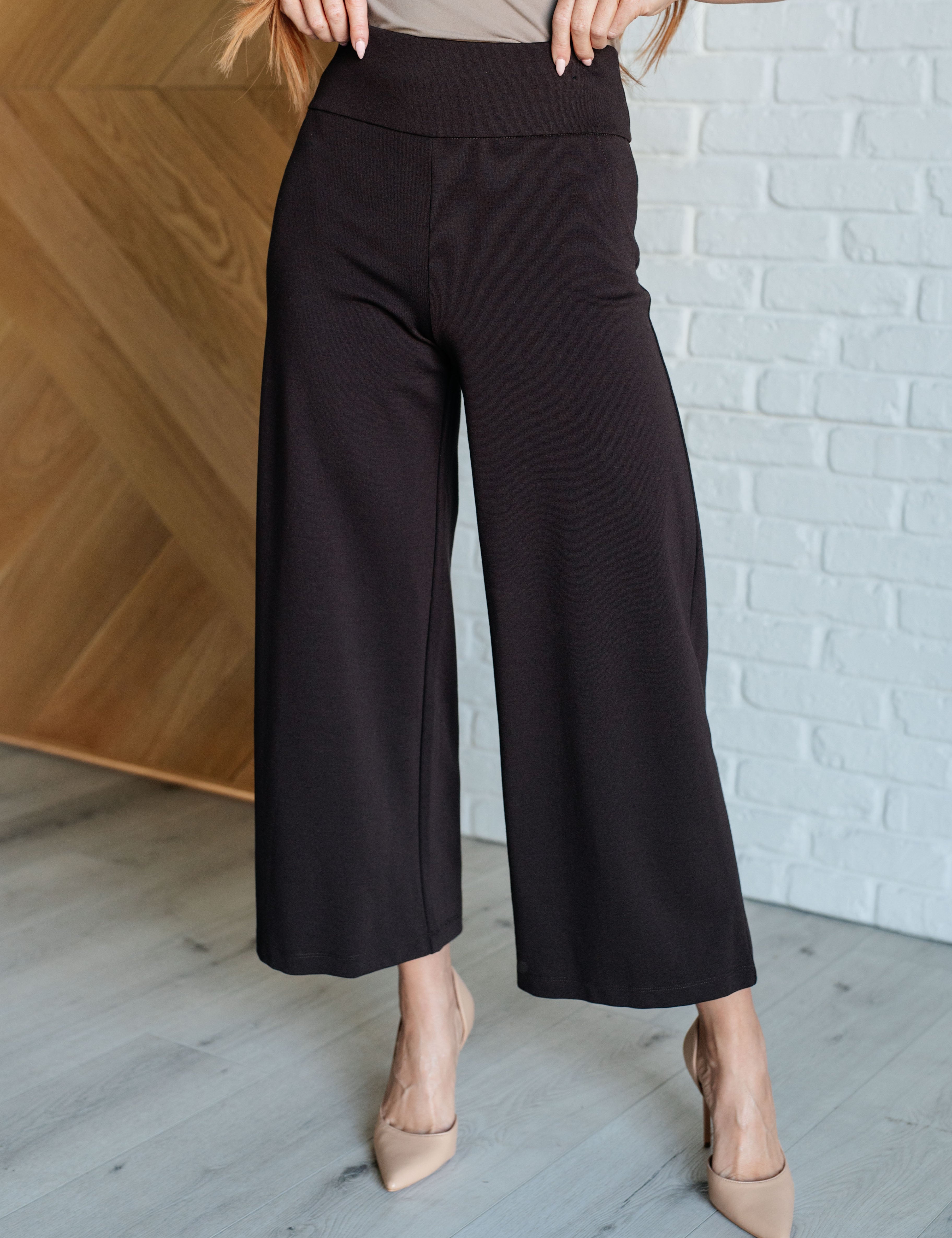 Magic Wide Leg Crop Pants in Chocolate Bottoms