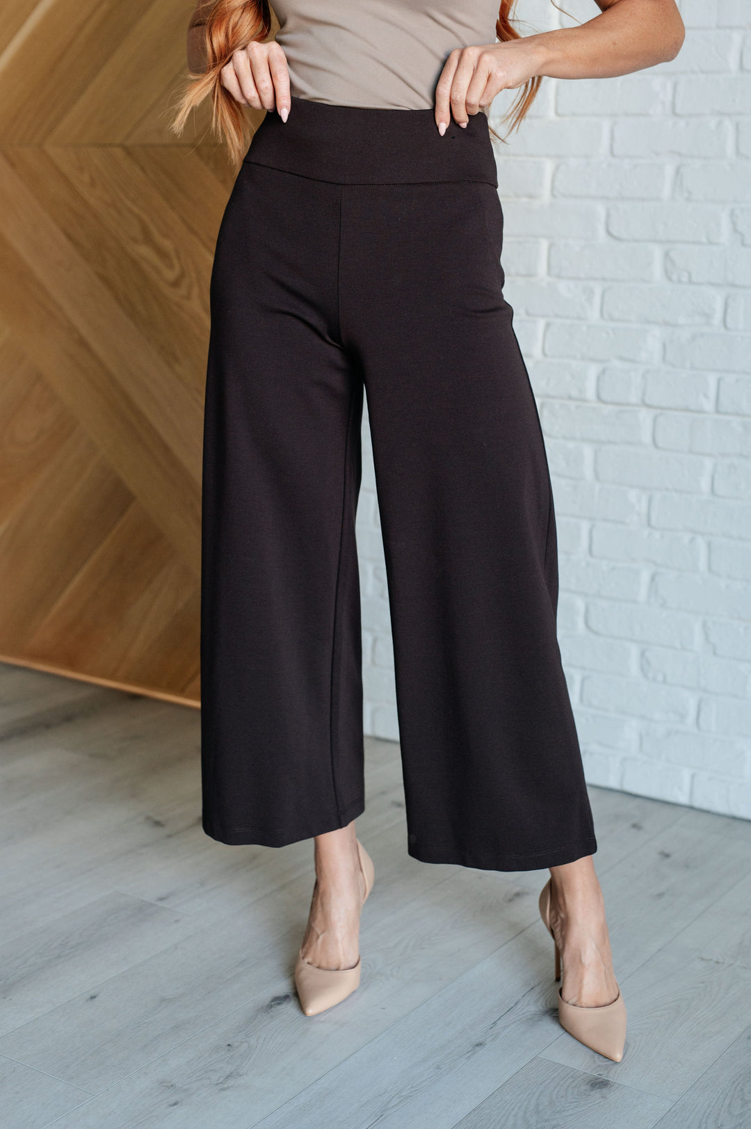 Magic Wide Leg Crop Pants in Chocolate Bottoms