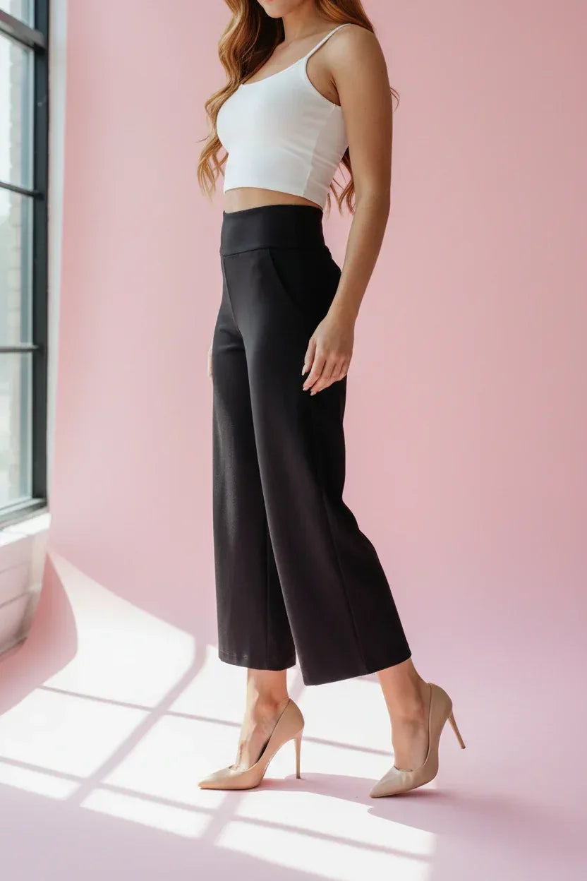 Dear Scarlett Chocolate Wide Leg Crop Pants - DAVERRI FASHIONS