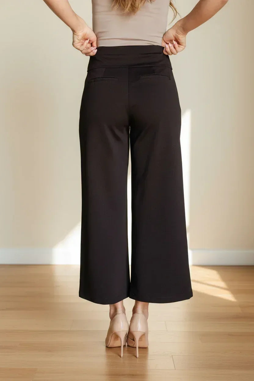 Dear Scarlett Chocolate Wide Leg Crop Pants - DAVERRI FASHIONS