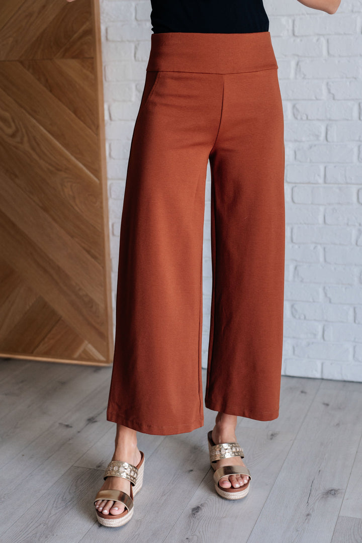 Magic Wide Leg Crop Pants in Rust Bottoms