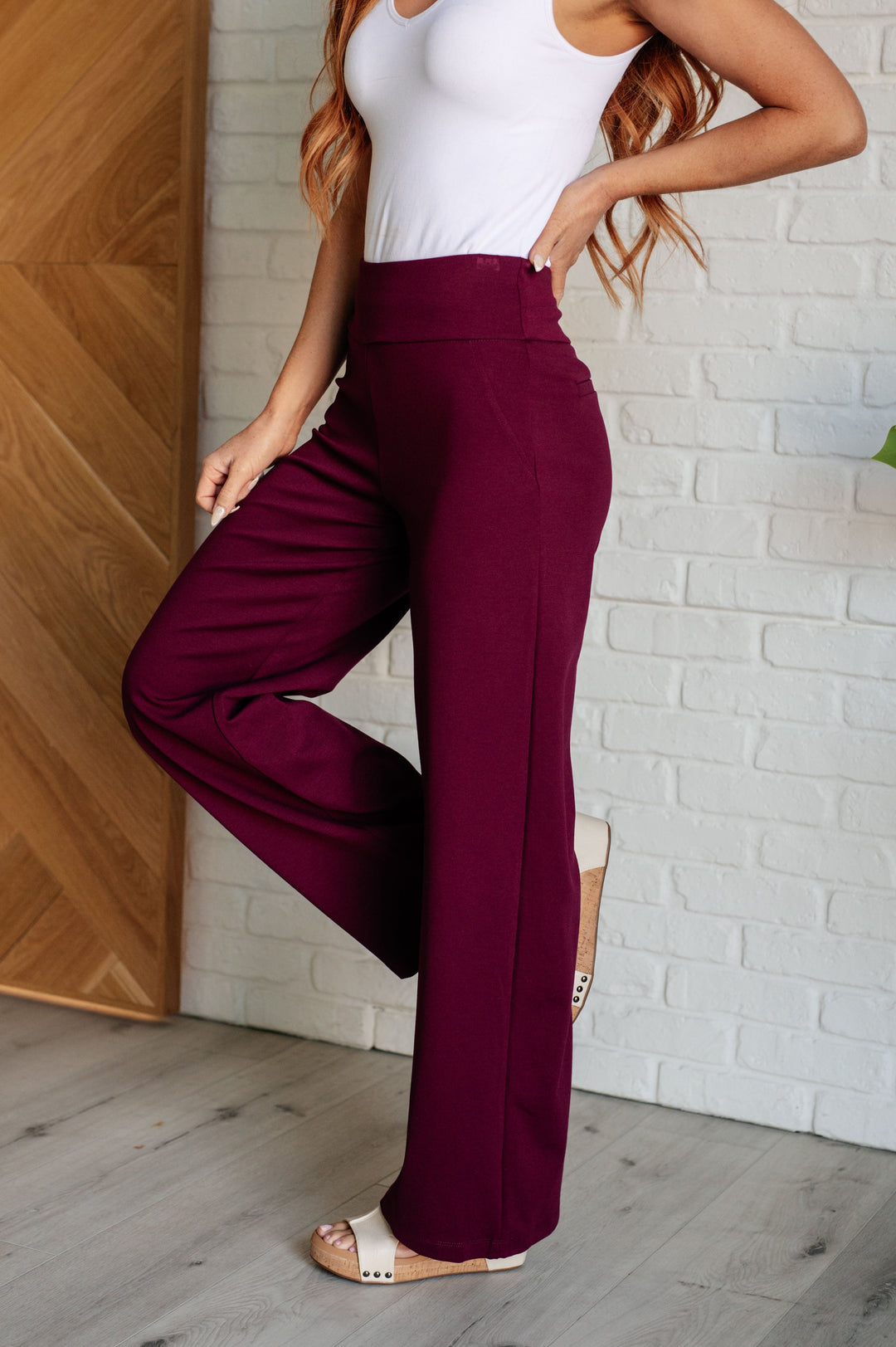 Magic Wide Leg Pants in Wine Bottoms