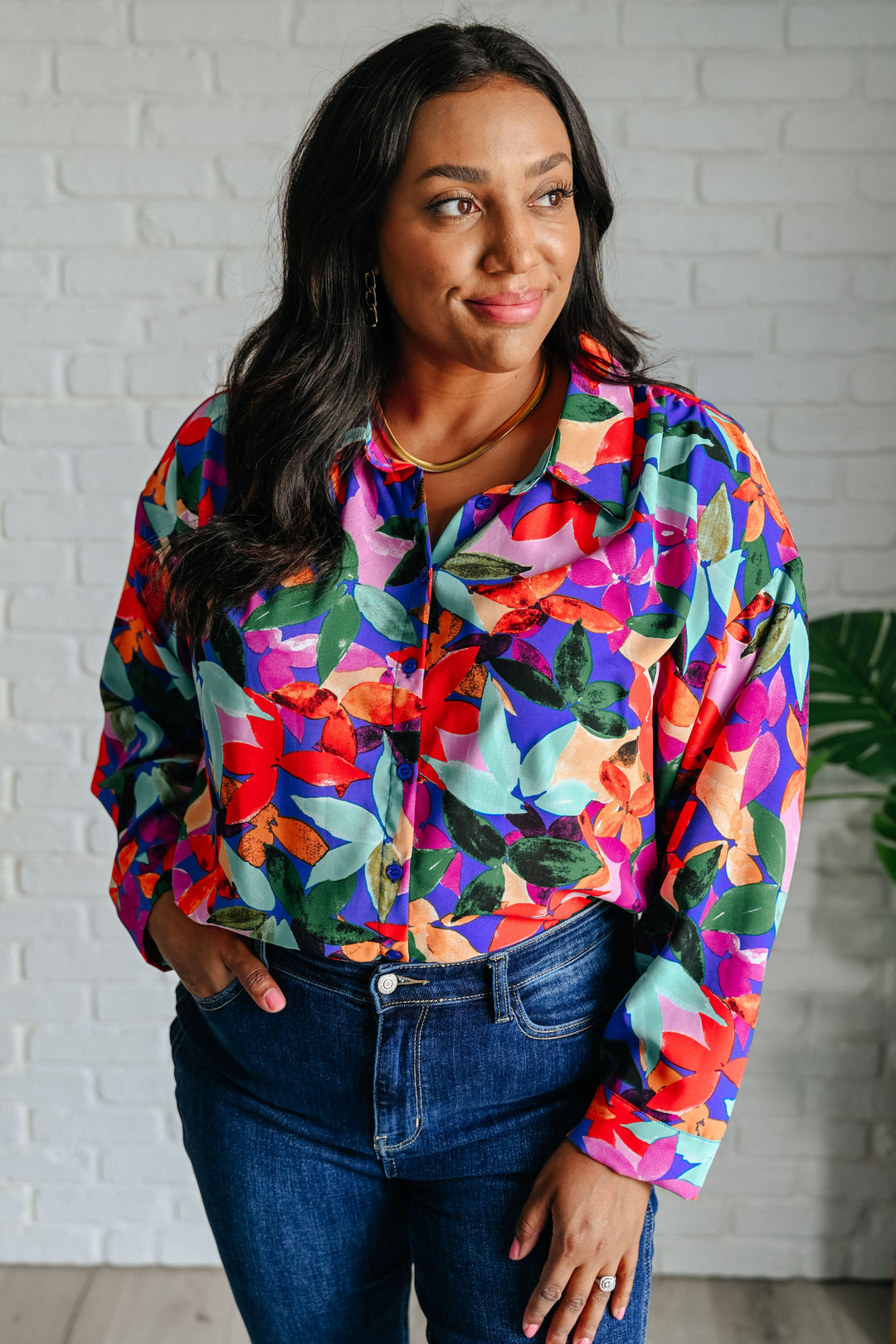 Make Like a Tree and Leaf Button Up Blouse Tops