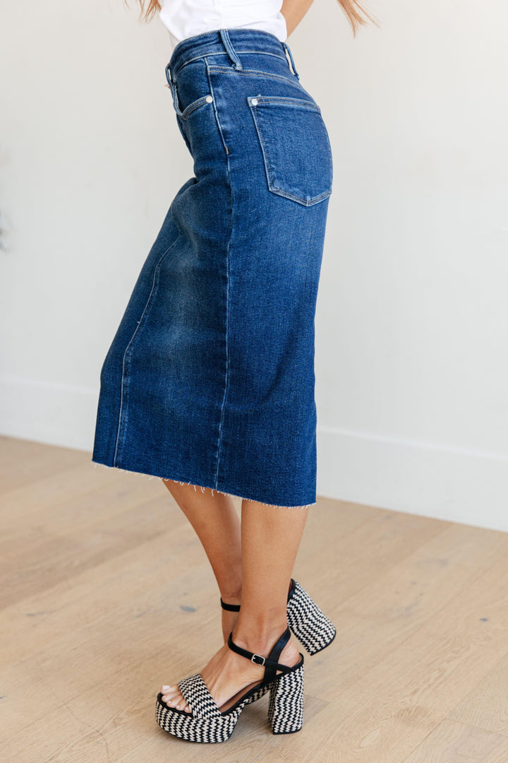 Judy Blue High Rise Denim Midi Skirt Skirts