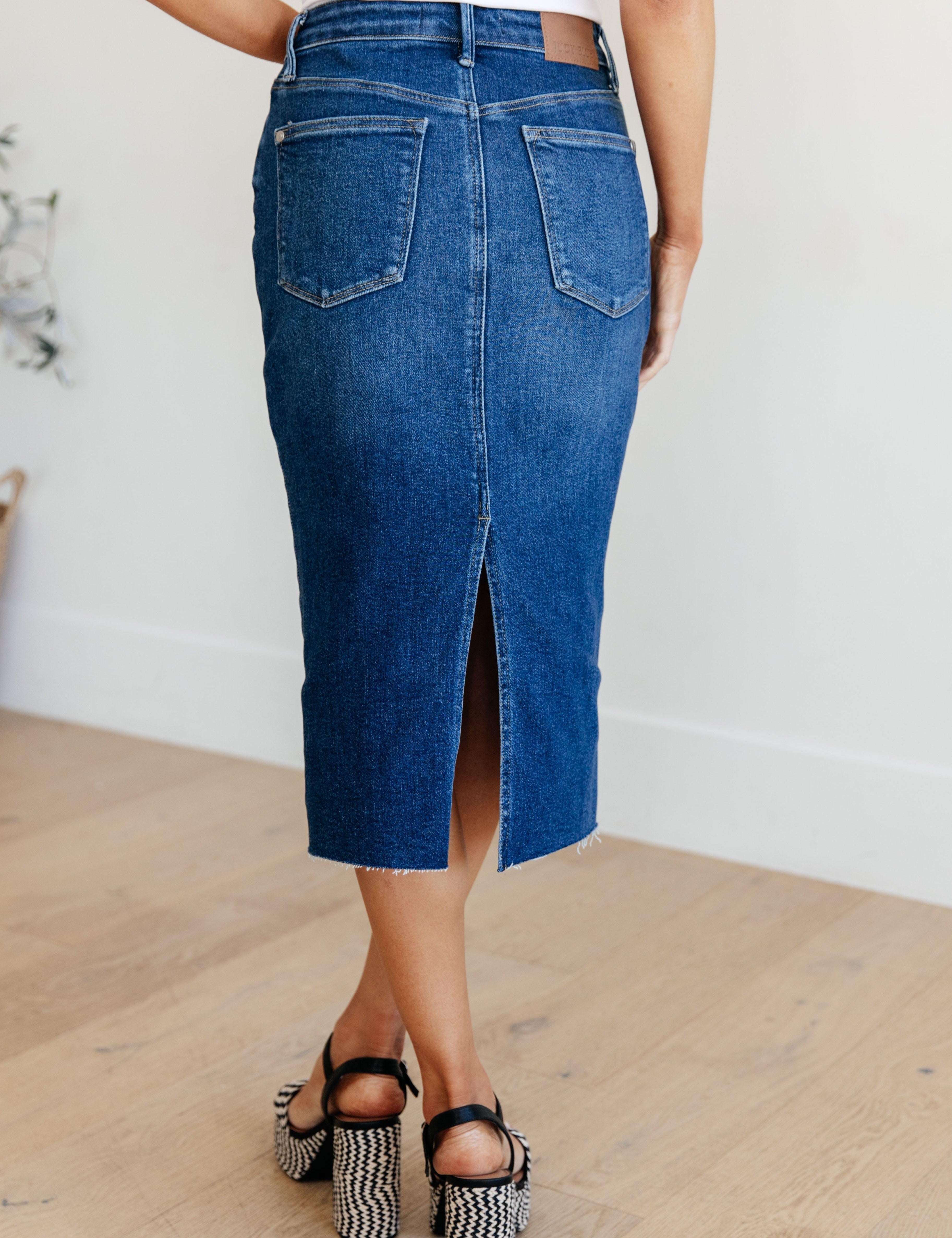 Judy Blue High Rise Denim Midi Skirt Skirts