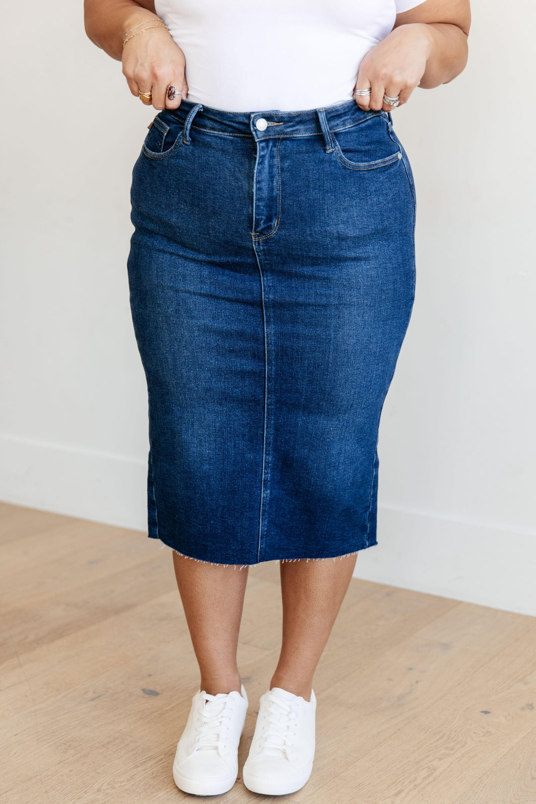 Judy Blue High Rise Denim Midi Skirt Skirts