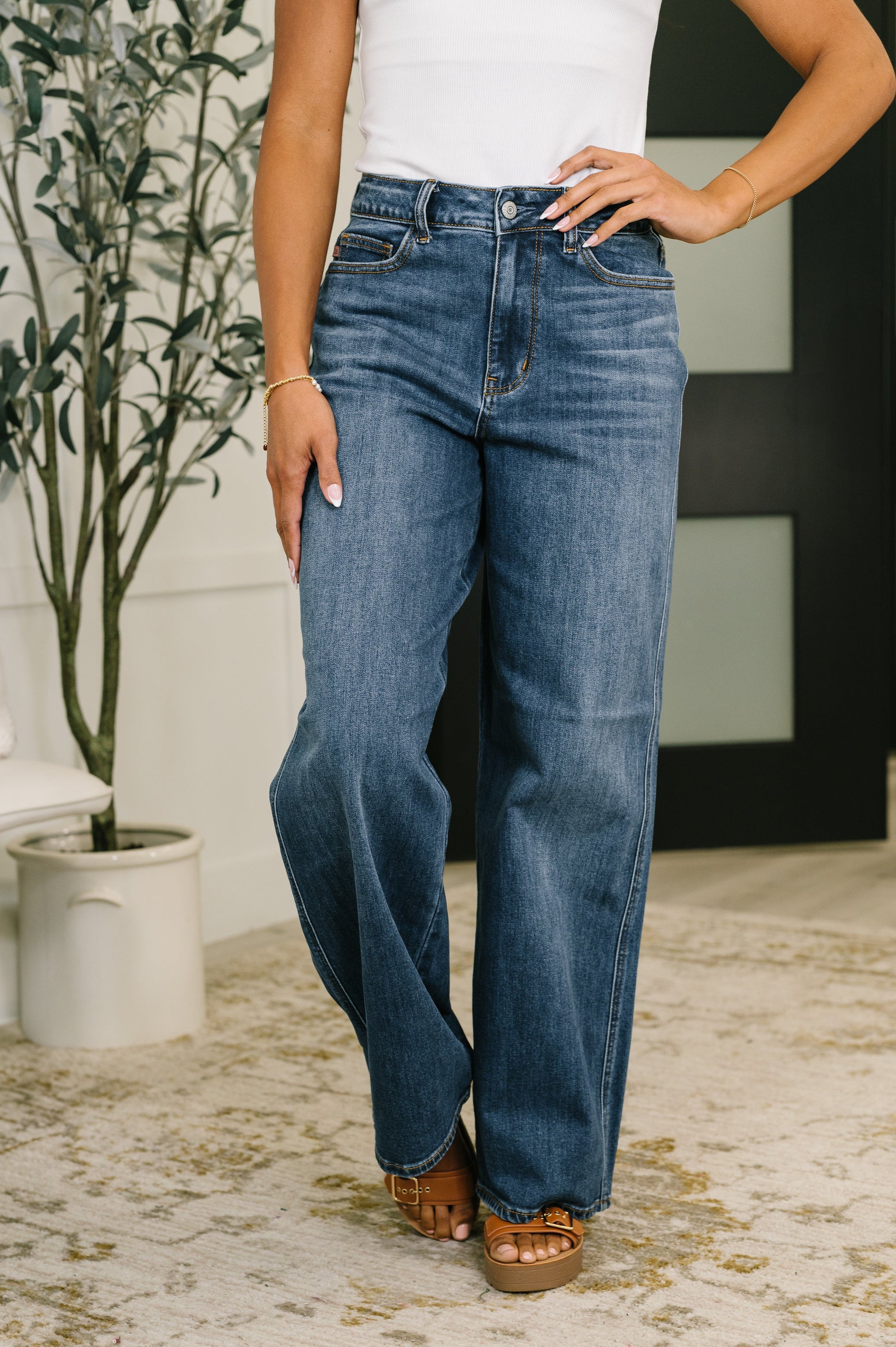 Marie high waist Wilhelmina baggy jeans in blue denim wide-leg cut
