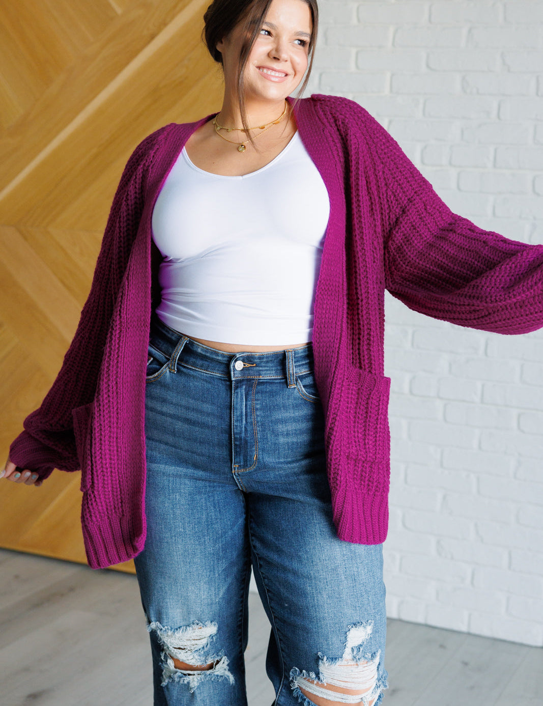 Maybe Monday Cardigan in Berry Layers