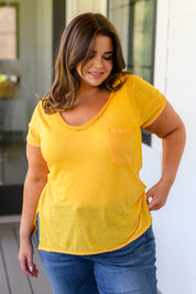 Melange Burnout V-Neck T-Shirt in Yellow Gold Tops