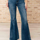 Judy Blue High Waist Control Top Frayed Hem Flare Jeans Jeans