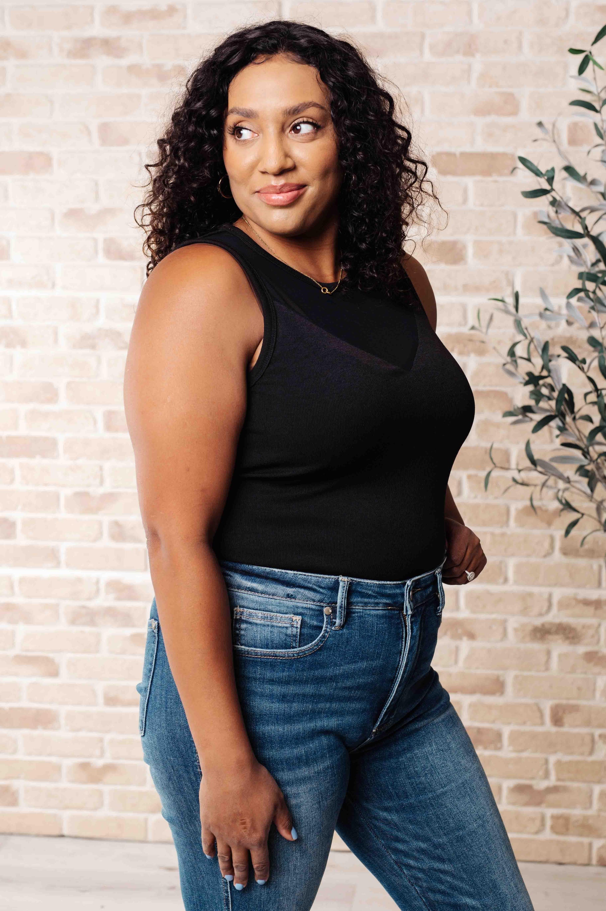 Mesh V-Neck Bodysuit Plus Size Bodysuits
