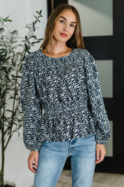 Muse Moves High Neck Peplum Blouse in Black | Womens Daverri Fashions