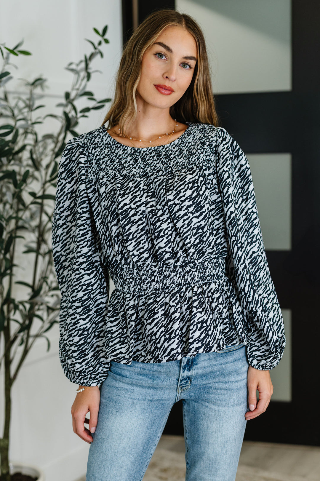 Muse Moves High Neck Peplum Blouse in Black | Womens Daverri Fashions