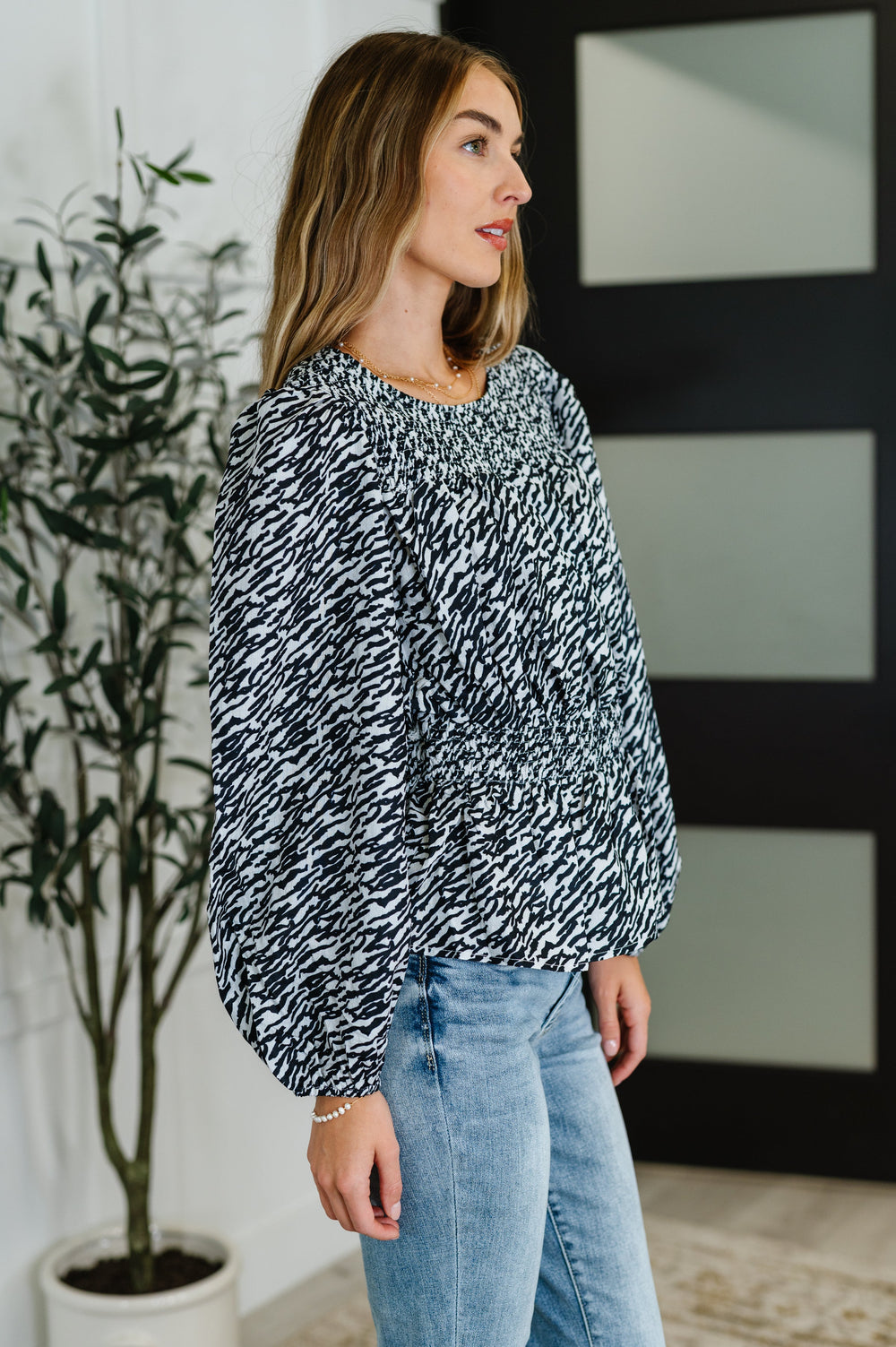 Muse Moves High Neck Peplum Blouse in Black | Womens Daverri Fashions