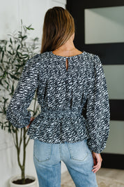 Muse Moves High Neck Peplum Blouse in Black | Womens Daverri Fashions
