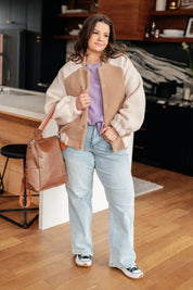 Very J Fleece Sherpa Bomber Jacket - DAVERRI FASHIONS