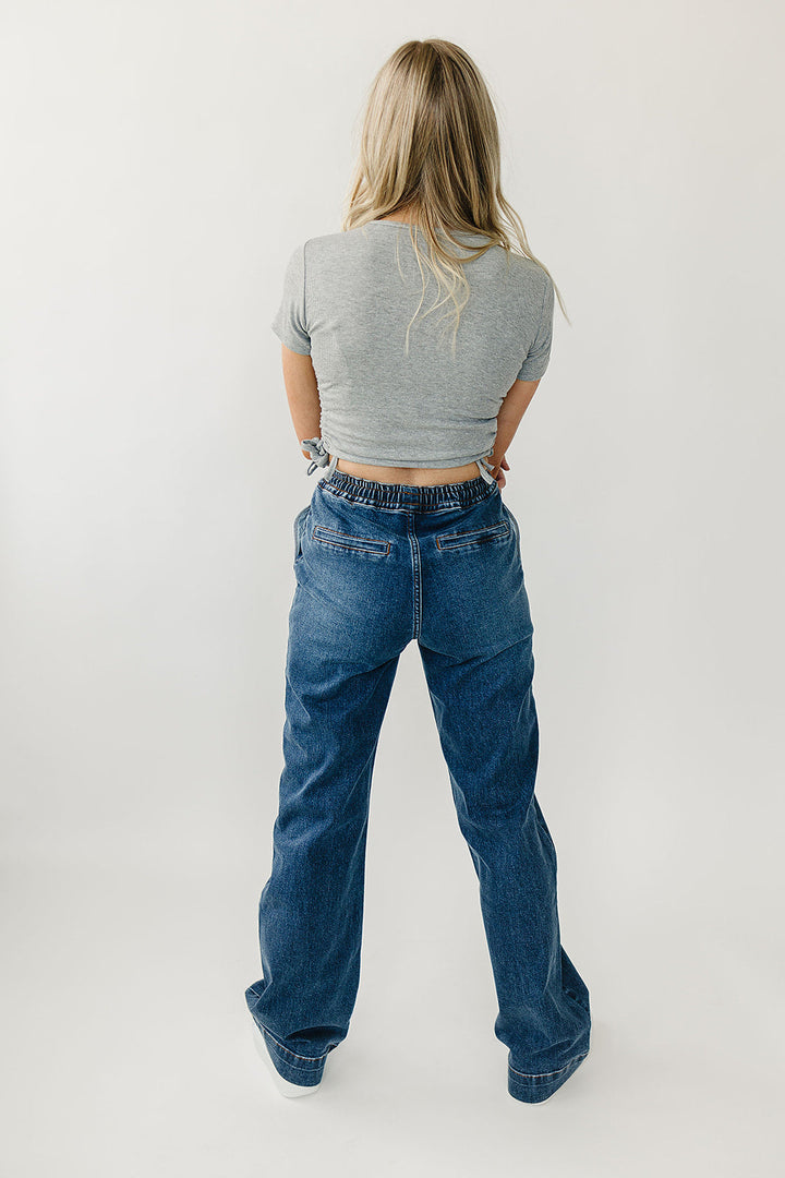 PREORDER: High Rise Wide Leg Denim Joggers Womens