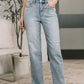 Natalie High Waist Ankle Straight light-wash denim jeans with rolled cuffs